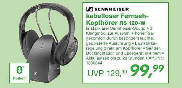 Sennheiser kabelloser Fernsehkophörer RS 120-W