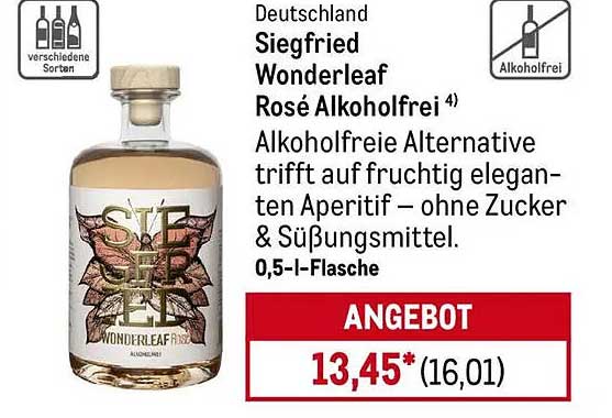 Siegfried Wonderleaf Rosé Alkoholfrei 0,5-L-Flasche