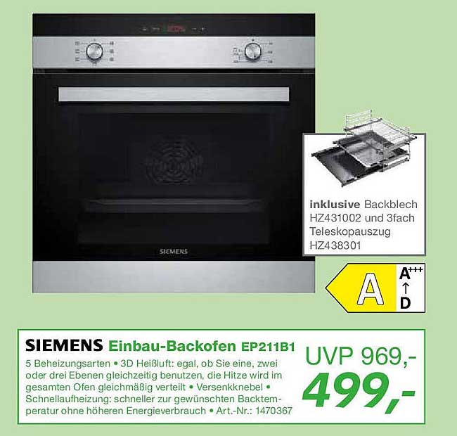 SIEMENS Einbau-Backofen EP211B1