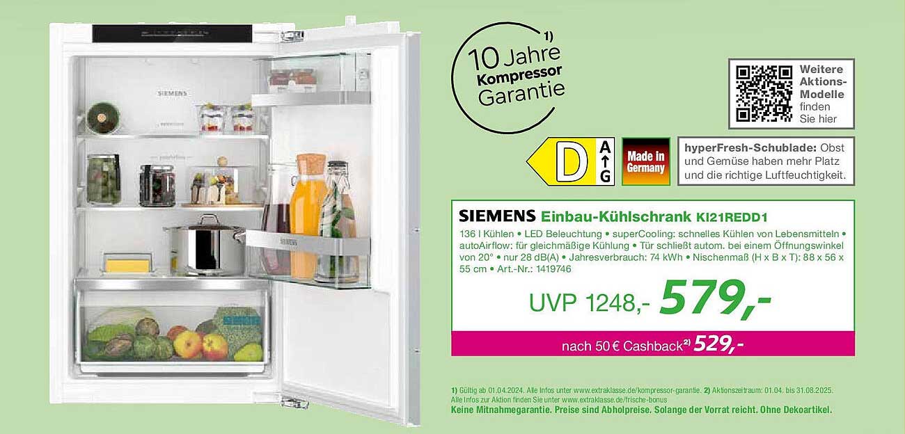 SIEMENS Einbau-Kühlschrank KI21REDD1