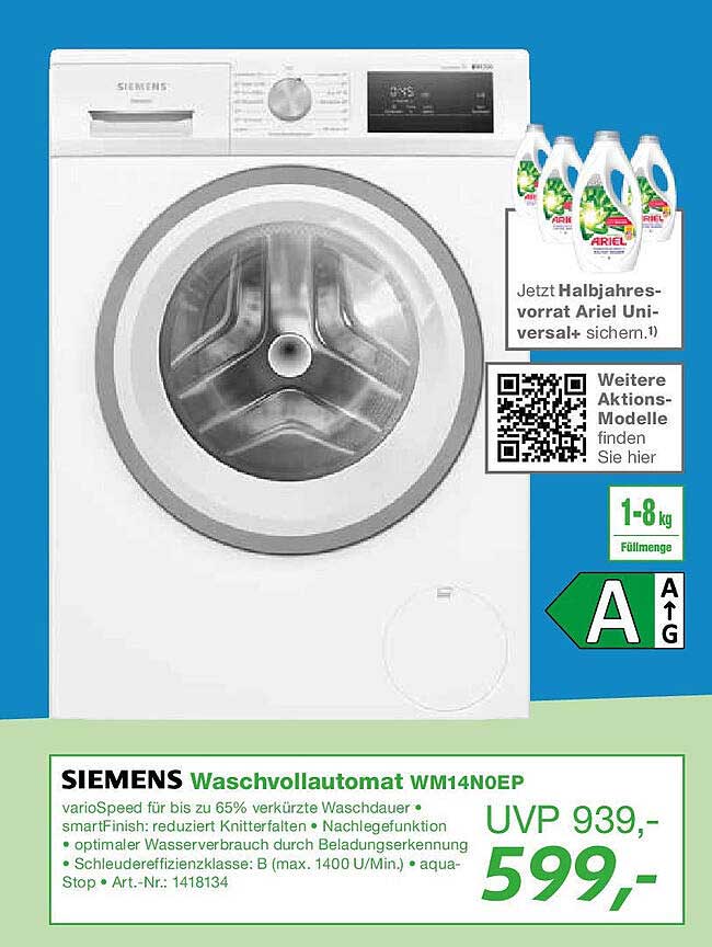 SIEMENS Waschvollautomat WM14N0EP