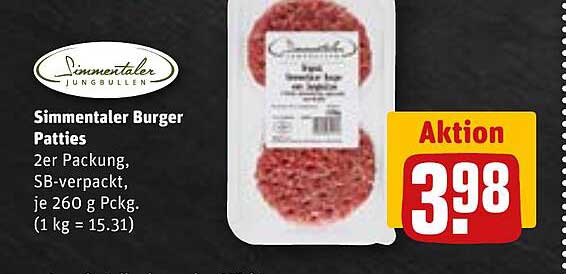Simmentaler Burger Patties 2er Packung