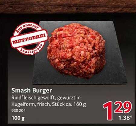 Smash Burger - Rindfleisch gewolft, gewürzt in Kugel-Form, frisch