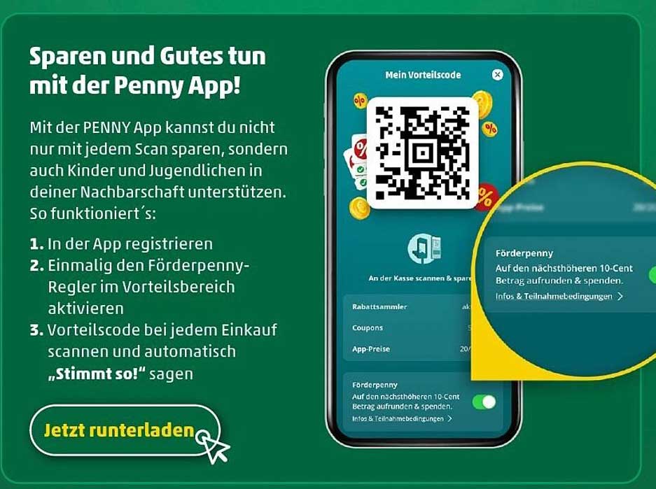 Sparen und Gutes tun mit der Penny App!