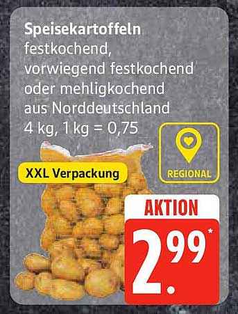 Speisekartoffeln festkochend, vorwiegend festkochend oder mehligkochend, 4 kg