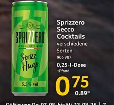 Sprizzero Secco Cocktails verschiedene Sorten