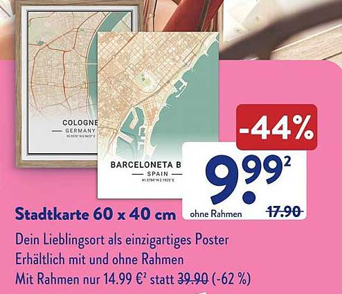 Stadtkarte 60 x 40 cm – Dein Lieblingsort als einzigartiges Poster