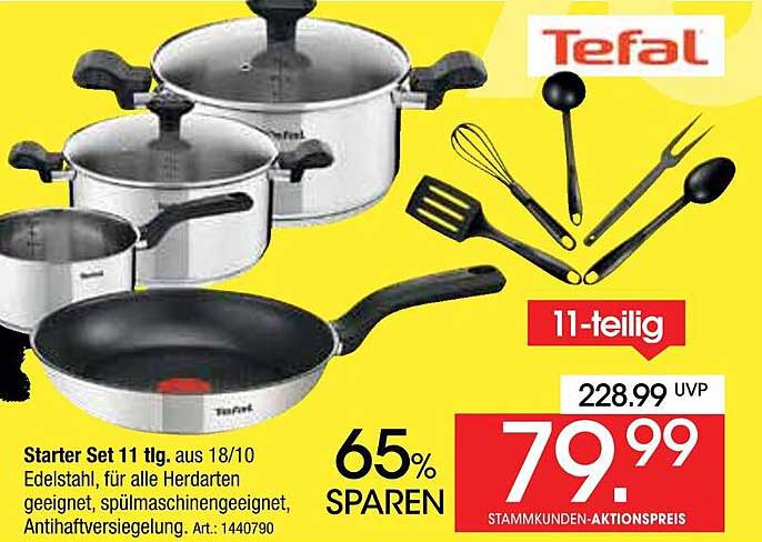 Starter Set 11 tlg. aus 18/10 Edelstahl, für alle Herdarten geeignet, spülmaschinengeeignet, Antihaftversiegelung.