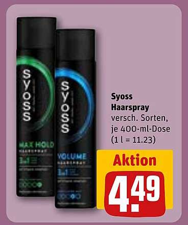 Syoss Haarspray – vers. Sorten, je 400-ml-Dose