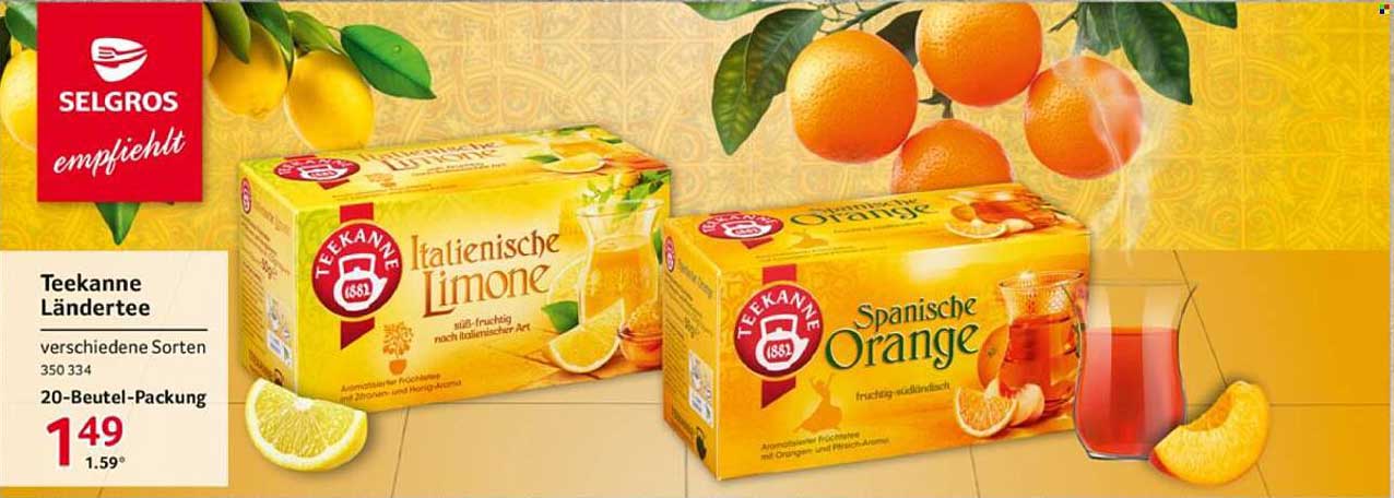 Teekanne Länderttee – Italienische Limone und Spanische Orange 20-Beutel-Packung