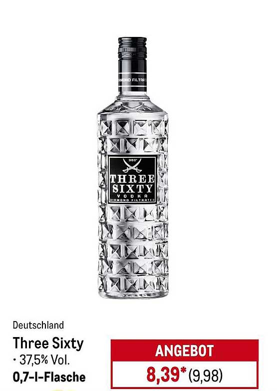 Three Sixty Vodka 0,7 l - 37,5% Vol.