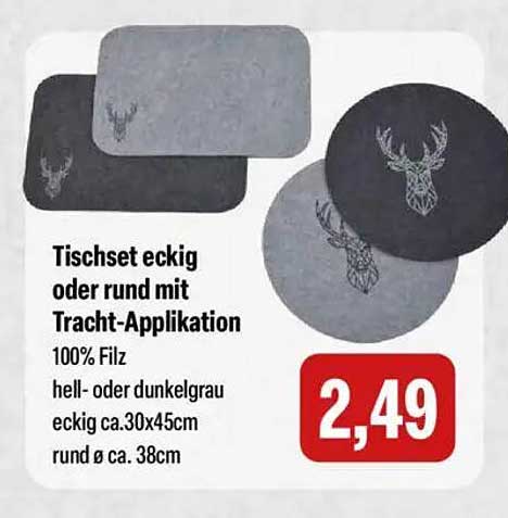 Tischset eckig oder rund mit Tracht-Applikation