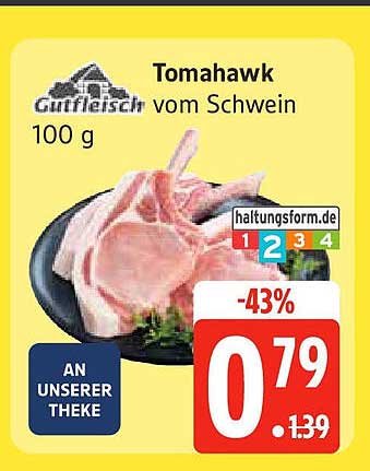 Tomahawk vom Schwein 100 g