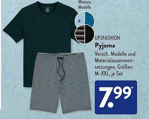 UP2FASHION Pyjama - Verschiedene Modelle und Materialzusammensetzungen