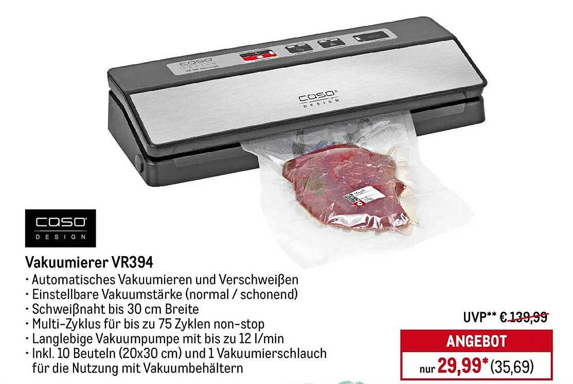 Vakuumierer VR394 von Caso - Ihr perfekter Partner für die Lebensmittelkonservierung