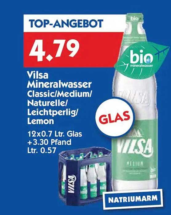 Vilsa Mineralwasser Classic/Medium/Naturelle/Leichtperlig/Lemon 12x0,7 L