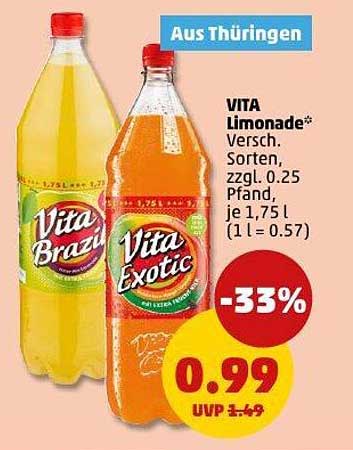 VITA Limonade - Verschiedene Sorten, 1,75 l