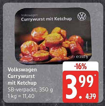 Volkswagen Currywurst mit Ketchup