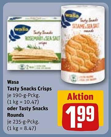 Wasa Tasty Snacks Crisps oder Tasty Snacks Rounds
