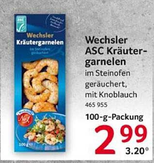 Wechsler ASC Kräutergarnelen im Steinofen geräuchert, mit Knoblauch – 100-g-Packung