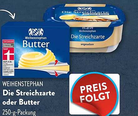 WEIHENSTEPHAN Die Streichzarte oder Butter 250-g-Packung