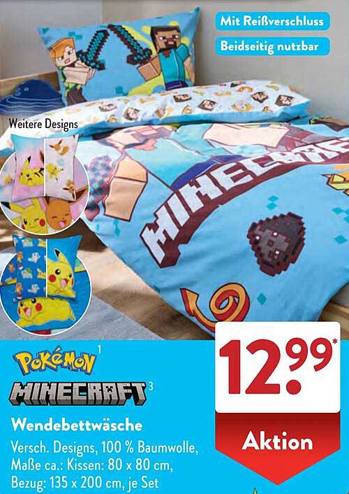 Wendebettwäsche Pokémon/Minecraft