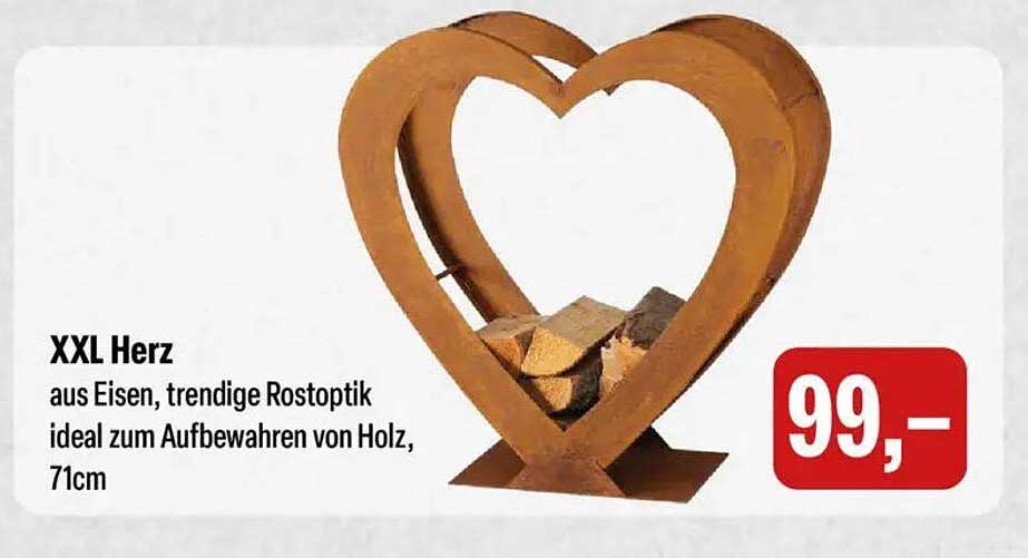 XXL Herz aus Eisen, trendige Rostoptik