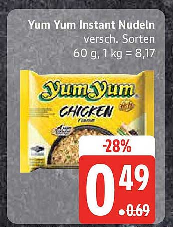 Yum Yum Instant Nudeln, verschiedene Sorten, 60 g