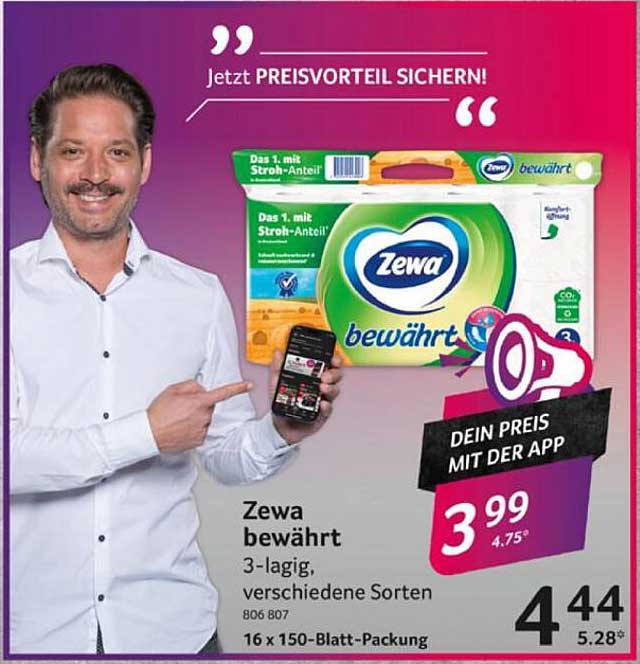 Zewa bewährt 3-lagig, verschiedene Sorten, 16 x 150-Blatt-Packung