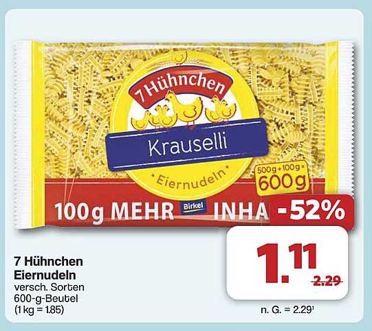 7 Hühnchen Eiernudeln 600 g Beutel