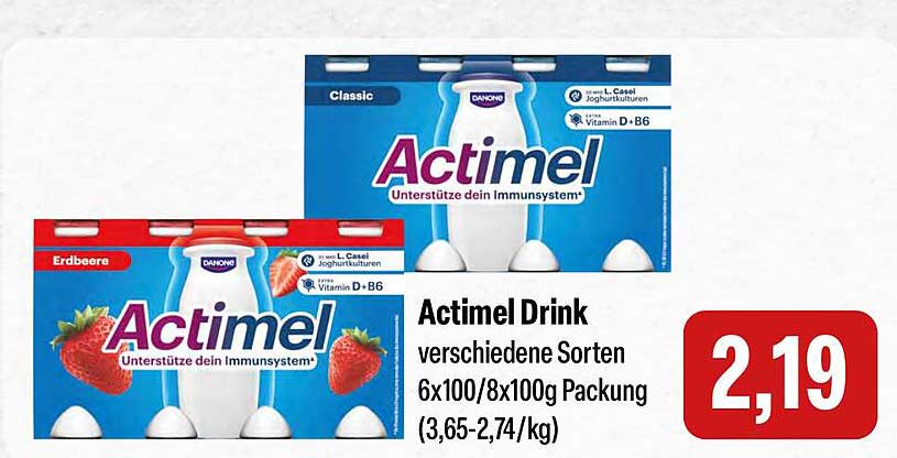 Actimel Drink verschiedene Sorten 6x100/8x100g Packung