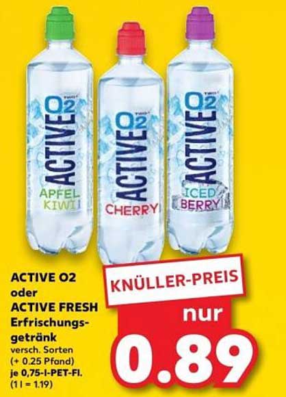 ACTIVE O2 oder ACTIVE FRESH Erfrischungsgetränk