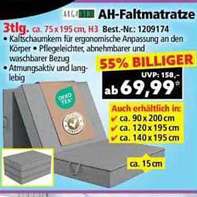 AH-Faltmatratze 3tlg. ca. 75 x 195 cm H3
