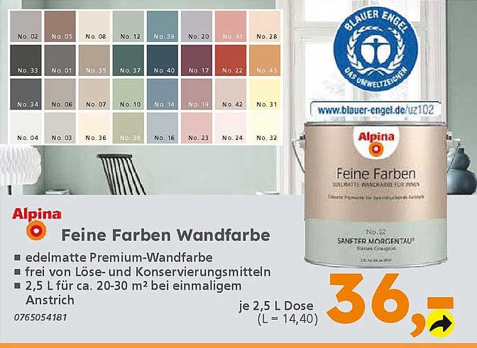 Alpina Feine Farben Wandfarbe - edelmatte Premium-Wandfarbe