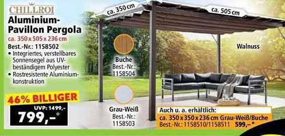Aluminium-Pavillon Pergola von CHILROI - UVP 1499€ für nur 799€