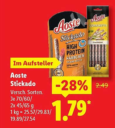 Aoste Stickado - High Protein Hähnchen Salami-Sticks