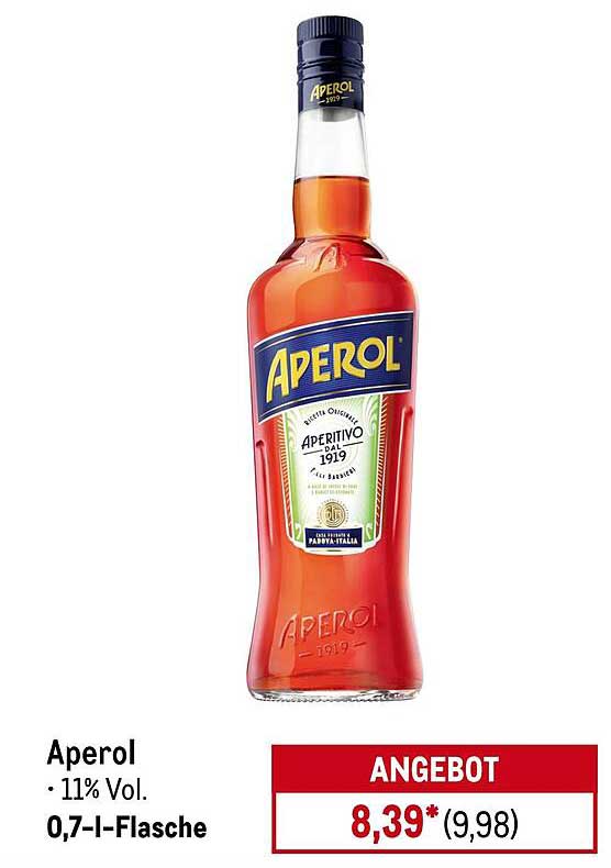 Aperol - 0,7 l Flasche - 11% Vol.