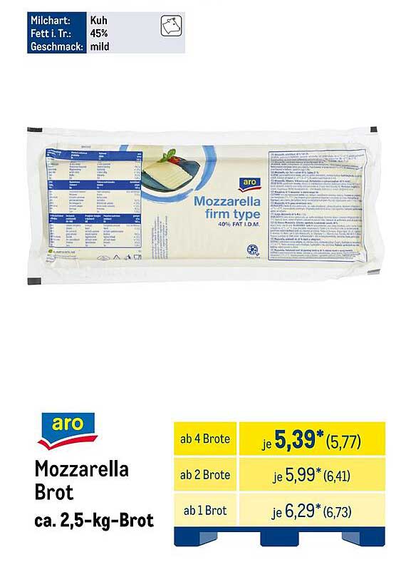aro Mozzarella Brot ca. 2,5-kg-Brot