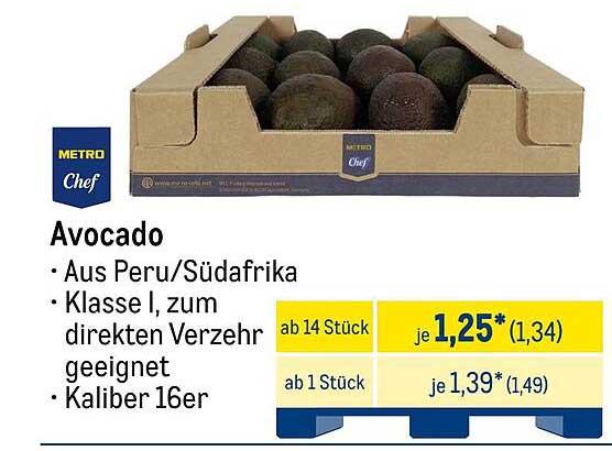 Avocado - Aus Peru/Südafrika, Klasse I, Kaliber 16er