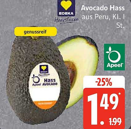 Avocado Hass aus Peru, KL. I St.