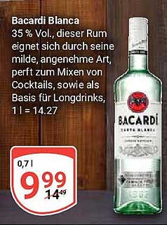 Bacardi Blanca 0,7 l - Perfekt für Cocktails