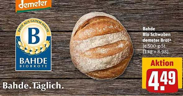 Bahde Bio Schwaben demeter Brot 500 g
