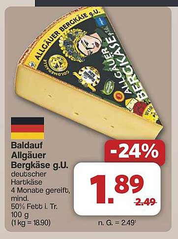 Baldauf Allgäuer Bergkäse g.U. - deutscher Hartkäse