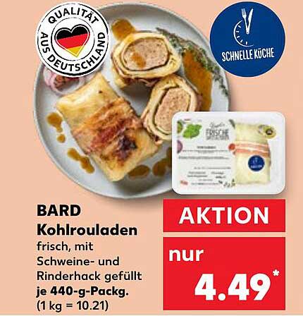 BARD Kohlrouladen, frisch, mit Schweine- und Rinderhack gefüllt, je 440-g-Packung