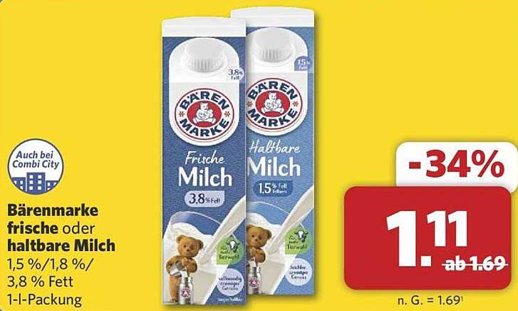 Bärenmarke frische oder haltbare Milch