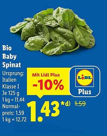 Bio Baby Spinat 125 g für nur 1,43 € (statt 1,59 €)