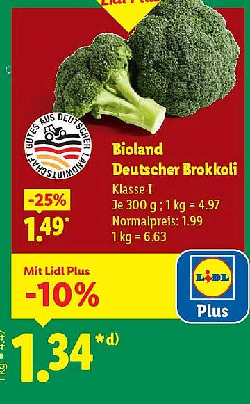 Bioland Deutscher Brokkoli Klasse I - 300 g