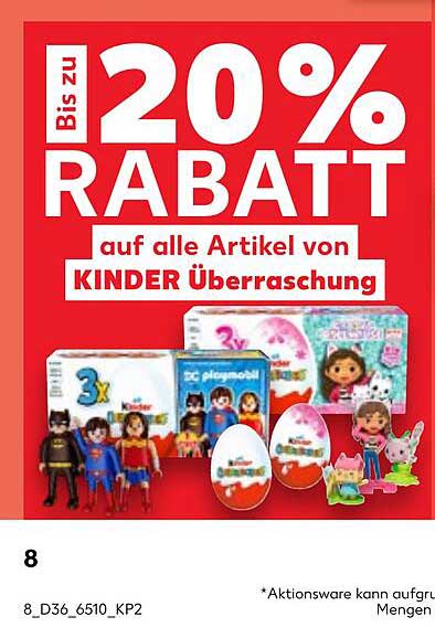 Bis zu 20% Rabatt auf alle Artikel von KINDER Überraschung