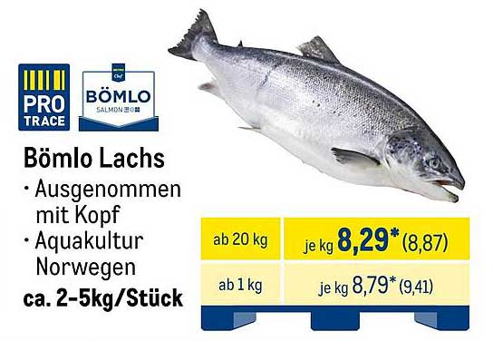 Bömlo Lachs - Ausgenommen mit Kopf, Aquakultur aus Norwegen