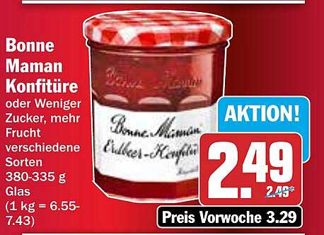 Bonne Maman Konfitüre oder Weniger Zucker, mehr Frucht verschiedene Sorten 380-335 g Glas